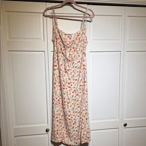 Cupshe Cream Midi Dress with Orange Floral Print